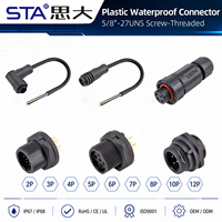 Conector de Cable de Alimentación Impermeable ALTW 5/8"-27UNS, 2, 3, 4 Núcleos, Codificación B, 10A, Macho/Hembra, Enchufe Moldeado/Instalable en Campo