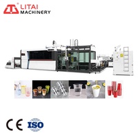 Machine de préparation de gobelets en plastique rouge PP/PET/PS/PVC entièrement automatique avec servomoteur, certifiée CE
