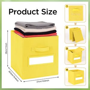 Boîte de rangement pliable en tissu non tissé, bac organisateur multicolore avec poignée et porte-étiquette pour la maison, le placard et la chambre - Product Image 3
