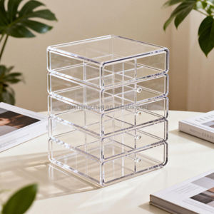 Caja de Almacenamiento de Cosméticos de Acrílico Transparente Personalizada de Fábrica, Exhibidor de Acrílico Grueso para Escritorio, Organizador de Maquillaje - Product Image 1