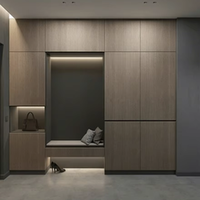 Meuble d'entrée en bois sur mesure durable avec étagère à chaussures et niche de présentation - Rangement modulaire pour salle de sport ou maison