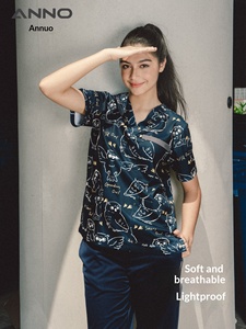 Blusas de tela dobby estampada con detección de agujas para uso en quirófanos y aislamiento de enfermeras - Unisex de manga larga/corta - Product Image 6