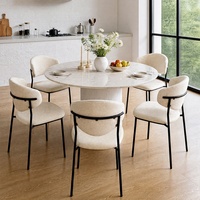 Chaise d'appoint moderne et légère en lin crème français, avec pieds en métal noir, pour salle à manger et café