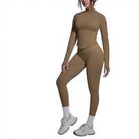 Nouvel ensemble de yoga transfrontalier sans couture, couleur unie, haute élasticité, soutien dorsal, respirant, en Spandex/Nylon, résistant aux plis