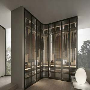 Armario Moderno Personalizado con Puertas de Vidrio Texturizado, Iluminación Integrada, Gran Capacidad, Muebles de Dormitorio Duraderos - Product Image 6