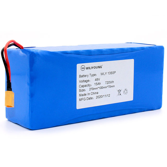 Custom 48V 15ah Ebike Battery 13S5P 720Wh 18650 Lithium Ion Battery Pack