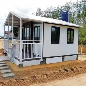 Vente chaude Maison de bureau préfabriquée en acier de 50 m2 Extérieur 5 chambres 2 salles de bain Double <span class=keywords><strong>garage</strong></span> Hôtels Cuisine Panneau sandwich Gym - Product Image 1