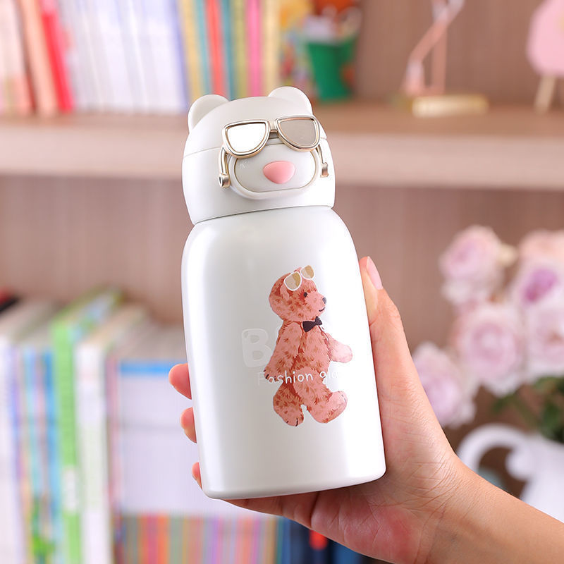 TIAASTAP Kawaii Botella de agua con popote 500 ml portátil de acero inoxidable con aislamiento botella de agua grande con diseño de oso astronauta para escuela gimnasio viajes picnic etc (azul TIAASTAP Kawaii Botella de agua con popote 500 ml portátil de acero inoxidable con aislamiento botella de agua grande con diseño de oso astronauta para escuela gimnasio viajes picnic etc (azul