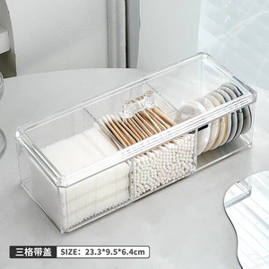 Boîte à cotons-tiges en acrylique pour bureau, avec couvercle, pour tampons de maquillage et outils de beauté, organisateur de cosmétiques, conteneur de rangement - Product Image 2