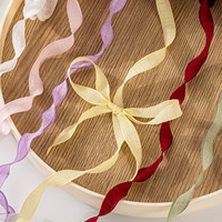 Ruban plissé en polyester Qibai de 1 cm avec ourlet festonné et nœud papillon fait main pour boîtes cadeaux de pâtisserie et emballages floraux