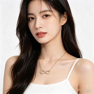 Collier Pendentif Infini en Laiton Plaqué Or 18K avec Zirconiums AAA pour Femme – Vente en Gros Hengdian – Idéal Anniversaire - Product Image 5