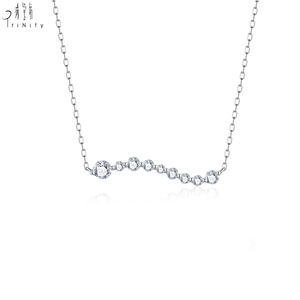 Modern Minimal Curved‑Design 18K <b>Solid</b> White <b>Gold</b> Real Natural Diamond <b>Pendant</b> Necklace Fine Jewelry For Women Daily Casual Wear - Product Image 1