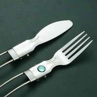 Ensemble de couverts de pique-nique et de camping portable pour l'extérieur, en acier inoxydable 304, couteau, fourchette, cuillère et baguettes pliables, surface PVD
