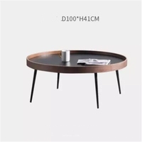 Table basse ronde de luxe en placage de noyer noir, table à thé créative emboîtable, table centrale pour petit appartement, mobilier de maison