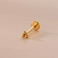 Gaby ASTM F-136 Labret sans filetage, anneau de lèvre, boucle d'oreille à dos plat en titane G23, fleur, hélix, bijoux de piercing en gros