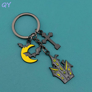 QY Custom Metal Key Chain Set Scary <b>Cute</b> Pumpkin Bat Skeleton <b>Keyring</b> Souvenir Gift for Halloween Gift - Product Image 5