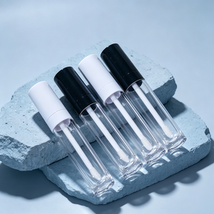Tube vide de 8 ml pour brillant à lèvres, en plastique transparent avec capuchon noir/blanc, pour huile à lèvres, rouge à lèvres liquide, emballage cosmétique, vente en gros - Product Image 1