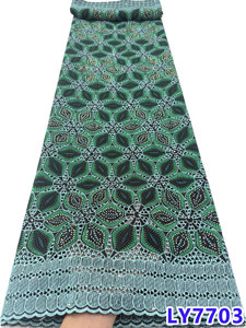 Nouvelle Conception Robe Nigériane Brodé 100% Polyester Dentelle Africaine Sèche <span class=keywords><strong>Tulle</strong></span> Perlé Motif Floral Élégant Soirée 130cm Largeur Maille - Product Image 4
