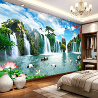 Papier peint 3D personnalisé, ciel bleu, cascade, grue blanche, pin, fleurs de prunier, paysage de style chinois, murale pour ateliers, chambre à coucher