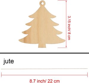 Decorazioni Natalizie <span class=keywords><strong>in</strong></span> <span class=keywords><strong>Legno</strong></span> Massello, Ornamenti <span class=keywords><strong>da</strong></span> Appendere a <span class=keywords><strong>Parete</strong></span>, 20 Pezzi con Cordoncini, per Matrimoni e Artigianato - Product Image 4