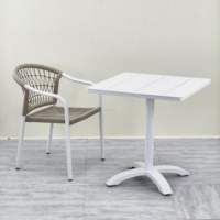 Ensemble de meubles de jardin en aluminium tressé avec table et chaises de patio pour villa, style moderne et léger, blanc, LL
