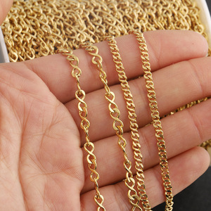 Cadena de acero inoxidable en forma de ocho de 3 mm y 4 mm, chapada en oro, con anillo en O, cadena retorcida para collar, pulsera, material para ropa. - Product Image 2