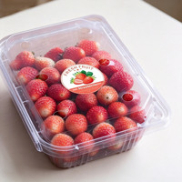 Voorgedrukte ronde stickers voor verse fruitrollen - Aardbeien-kunstpapier clamshell doos verpakkingslabels voor boerderijproducten