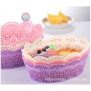 Oval Plastic Lace Fruit <b>Basket</b> <b>Storage</b> Tray Desktop Organizer For Candy Vegetables Custom Mold - Product Image 3