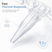 Tube PCR transparent de 0,2 ml à 8 bandes avec bouchons individuels indépendants, tubes jetables non stériles pour la recherche en laboratoire moléculaire