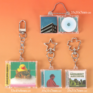WEISHENG Mini Estuche de Plástico para CD, DIY, para Música de Ídolos, CD de Acrílico, Llavero de Regalo NFC, Dijes de Anime, Mini Álbum de CD con Cadena de Bolas - Product Image 1