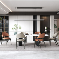 Nouvelle Chaise de Salle à Manger en Cuir Minimaliste de Luxe Léger Italien 2026 Sans Accoudoirs avec Structure Métallique pour la Maison