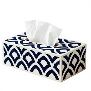Caja de Servilletas Moderna de MDF con Diseño Impreso en Esmalte, Caja de Pañuelos con Patrón Azul Marino, Diseño de Plástico, Conveniente para Uso Doméstico - Product Image 1