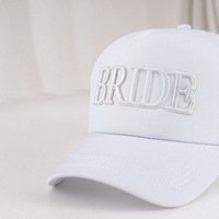 Cappello da Baseball Trucker Bianco con Ricamo 3D BRIDE, Traspirante, Casual, per Addio al Nubilato, Vendita all'Ingrosso