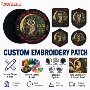 Écussons personnalisés 3D brodés sur mesure pour le club Eco Creative, badges d'identification professionnels à scratch AWELLS - Product Image 3