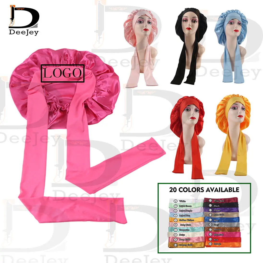 Hot Selling Custom Satin Double Layer Reversible Silk Hair Bonnet Sleep Hair Bonnets With Logo