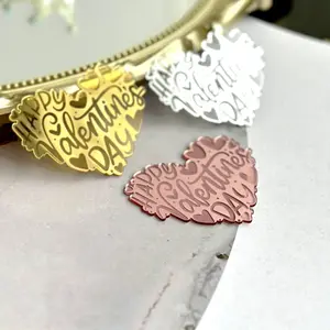 Hạnh Phúc Ngày Valentine cupcake toppers vàng tình yêu trái tim cupcake Picks cho tiệc cưới trang trí bánh