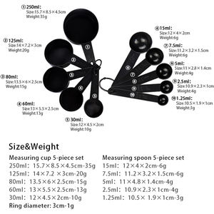 Alat dapur komersial Set hitam plastik sendok bumbu gelas ukur memanggang barbekyu PP bahan Rumah acara Leveler mengukur - Product Image 6