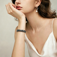 Bracelet extensible pour homme en hématite noire facettée, perles de pierres précieuses naturelles, vente en gros d'usine, haute qualité