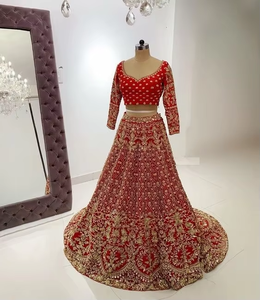 ATIYA LIBAS boda Lehenga Choli vestido acetato Material pesado adornado cristal cuentas Resham trabajo para mujeres Uttar - Product Image 4