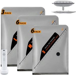 Compression Vacuum <b>Storage</b> Bag for Travel <b>Clothes</b> Wardrobe-Rechargeable Electric Pump Nylon Fabric PA+PE Material 200ml Capacity - Product Image 1