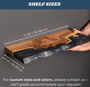 Unique Design Blue Epoxy & Wood <b>Floating</b> <b>Shelf</b> With Hidden <b>Bracket</b> Easy to Install Wall Mounted <b>Shelves</b> for Kitchen - Product Image 3