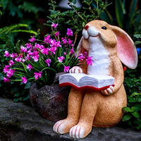 Pot de fleurs en résine WeiVista en forme de lapin, fait main, peint à la main, personnalisable, décoration de jardin
