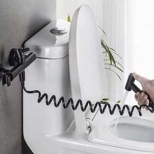 Tuyau flexible rétractable noir, gris foncé, argenté pour douchette WC, bidet et pommeau de douche de salle de bain - Product Image 4