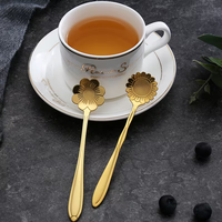 Cuillère à dessert en gros, cuillère à thé en acier inoxydable, cuillère à café en forme de fleur, ensemble de couverts pour mariage et restaurant