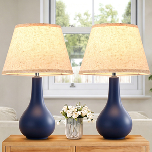 Boho Farmhouse Table <strong>Lamps</strong> Pair 19 Inch Tall Ceramic <strong>Lamp</strong> With E26 Base Beige Fabric Shade Nightstand <strong>Lamp</strong> For Guest Room Dorm - Product Image 1