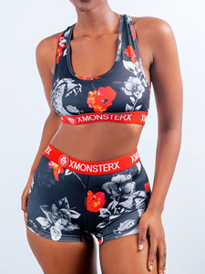 Factory Wholesale Quality Eth Designer Brand Women's Sports Set 2pc Plus Size Bra Short Printed Pattern Women's Underwear <b>Boxers</b> - Product Image 2