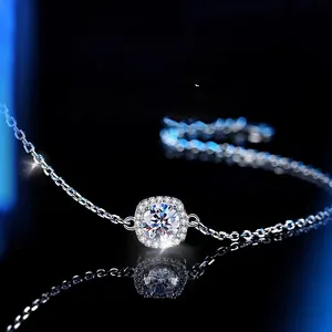 Braccialetto elegante stile Boutique in argento taglio rotondo Moissanite braccialetto ciondolo Charm Sexy bracciale
