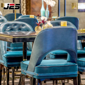 Ensemble de meubles de bar à cigares J2S, luxe commercial, moderne, durable, en velours capitonné, noir et or, acier inoxydable, tabouret haut pour hôtel, club - Product Image 3