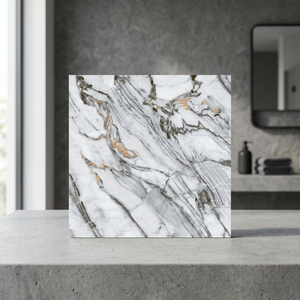 Emperador Crystal Marble Effect Porcelain <b>Floor</b> Tiles Glossy Ceramic 2x2 Ft Polished Finish - Product Image 4