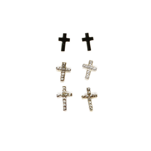 Fashion <b>Stud</b> <b>Earrings</b> 316L Stainless Steel PVD Gold Plating Cross Design Minimalist Jewelry - Product Image 2